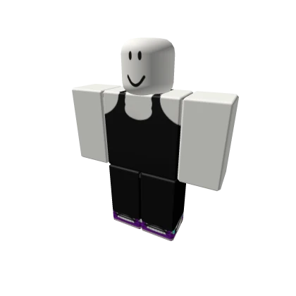 Black jumpsuit with purple shoes