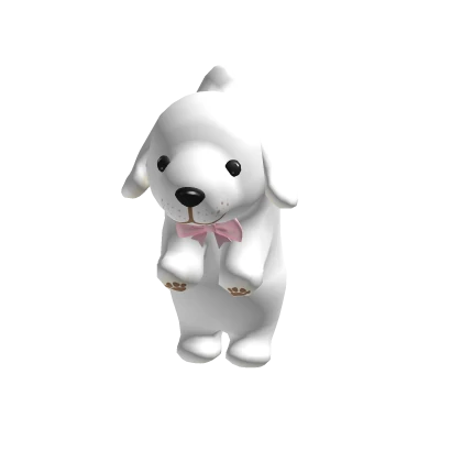 Holdable cute white puppy pink kawaii bow plushie