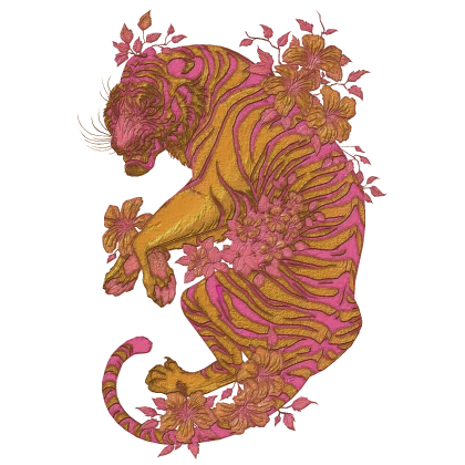 Gold Pink Tropical Tiger McBling Harajuku Animal