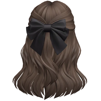 Soft Flowy Half up Hair w/ Black Bow (Brown)