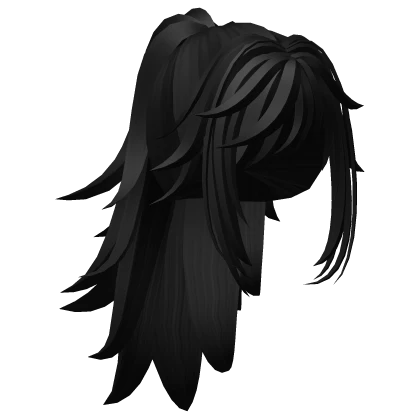 Cool Messy Y2K Anime Ponytail in Black