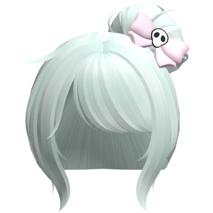 pastel goth messy bun w skull bow in pastel green