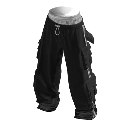 💗SAGGING CARGO TRACK PANTS_BLACK