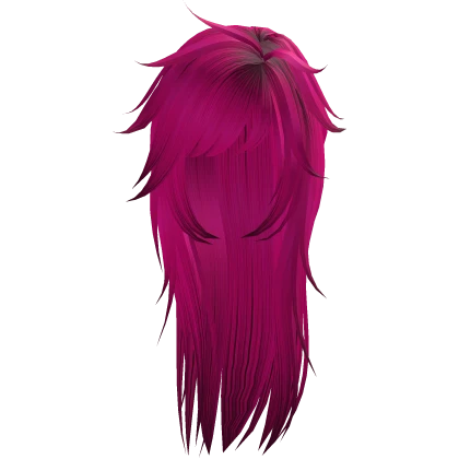 unkept messy long goth wolfcut in hot pink