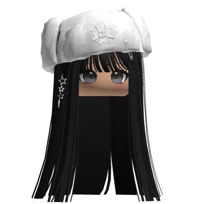 Emo Black Hime Cut W/ Ushanka & Face