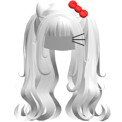 Hello Kitty Voluminous Swirly Pigtails Hair(White)