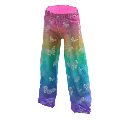 ✨ Preppy Light Rainbow Jeans Emo Butterfly