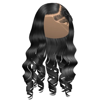 Wavy Side Part with Braid in Black