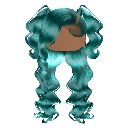 Side Part W/ Pony Curls In Blue