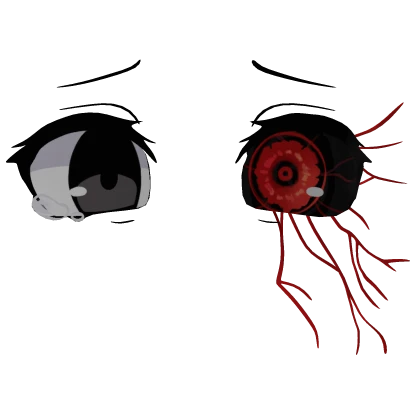 ♡ : sad red half ghoul anime eyes