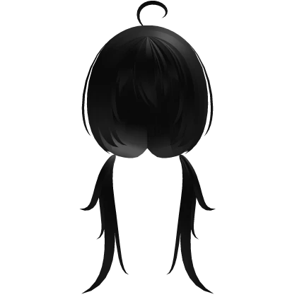 ♡ cute anime cowlick pigtails black hair