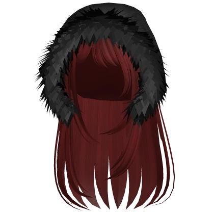 Red Straight Hair w Black Hood