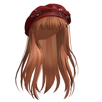 Ginger Straight Hair w/ Red Beret