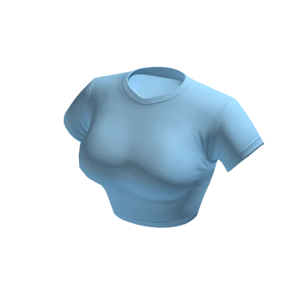 Crop Top Blue Basic Tight Baby Baddie Tee Shirt