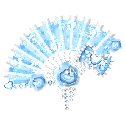 Hime Gyaru Princess Rose Fan in Blue and White