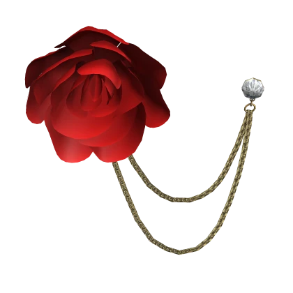 Red Rose Golden Chain Lapel Pin Brooch 1.0