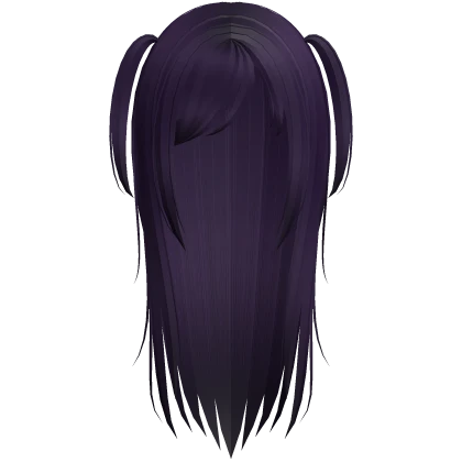 long wispy side bangs hair with pigtails in purple