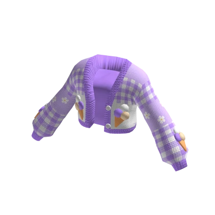 Cute Oversized Cropped Ice Cream Cardigan - Purple