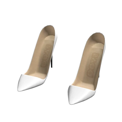 ☆ White Pointy Runway Model Heels (Black Sole)