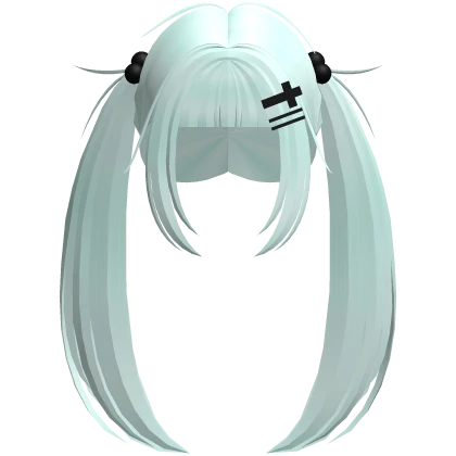 cyan pastel goth kawaii pigtails w gothic clips