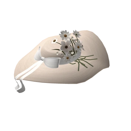 Rococo Floral Bergère Hat (Cream/White)