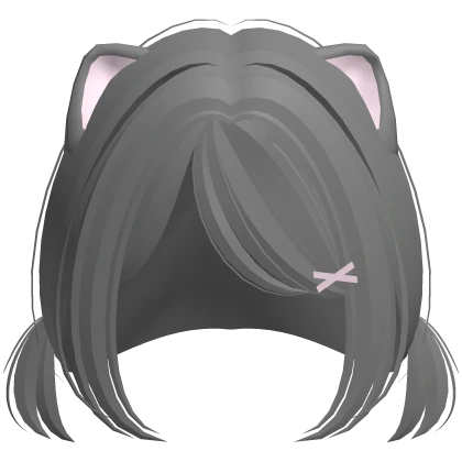 ♡ : little side pigtails with cat ears in grey