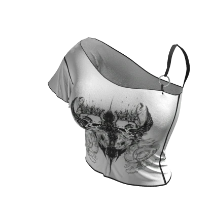 ʚ♡ɞY2K Emo / Goth White Asym Off-shoulder Top