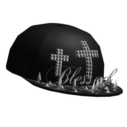 black studded cross spiky vkei scene cap