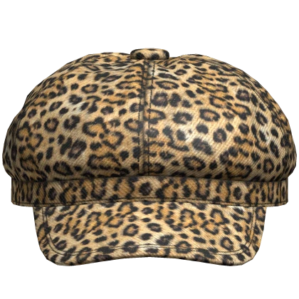Beret Cap Leopard Punk Hat Newsboy Leather Y2K