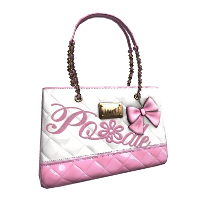 Gyaru/Gal Classic Leather Bag | White & Light pink