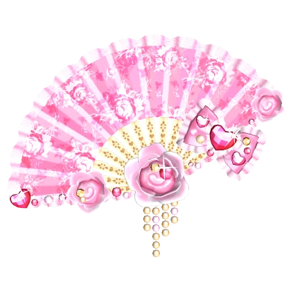 Hime Gyaru Princess Rose Fan in Pink and Gold