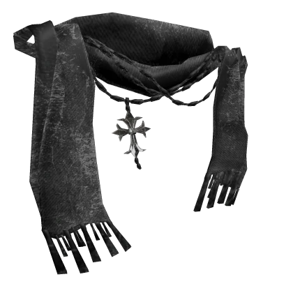 Dusty grey textured Chrome scarf w pendant