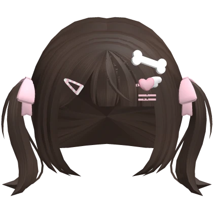 ♡ cutecore short pigtails /w ribbons hair brown