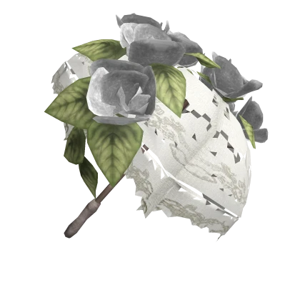 White Vintage Rose Floral Flower Umbrella Parasol