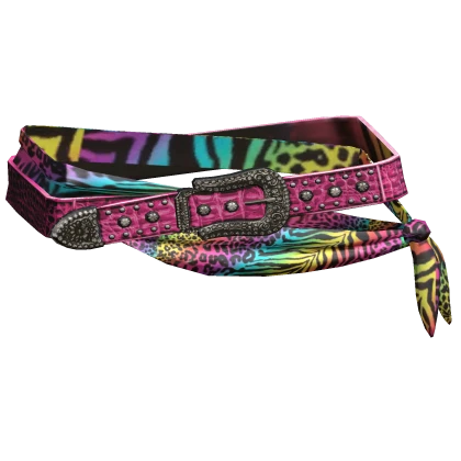  Scene Pink Rainbow Leather Belt Y2K Sarong