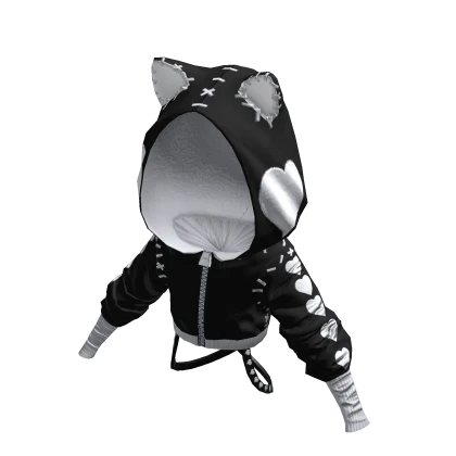 Valentine Kitty Hoodie Monochrome