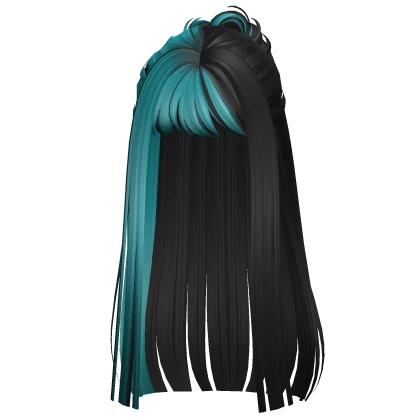 teal blue to black split ombre wispy half down bun