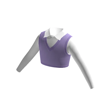 Crop Vest Sweater with White Shirt - Purple