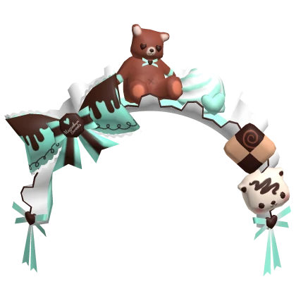 qt harajuku mint choco bear sweet ruffle headband 