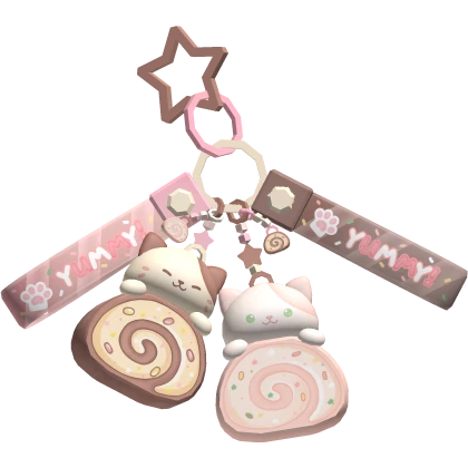 Kawaii Cute Cinnamon Roll Decora Cat Keychain