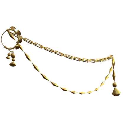 Gold Ornate Gaian Nose Chain Ring