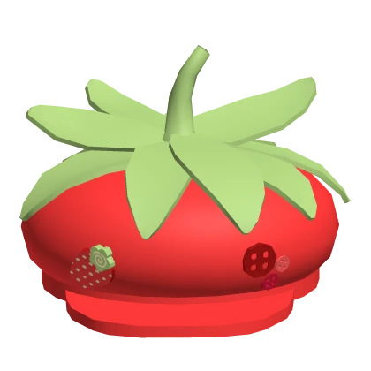 cute red strawberry leaf cap w/ buttons