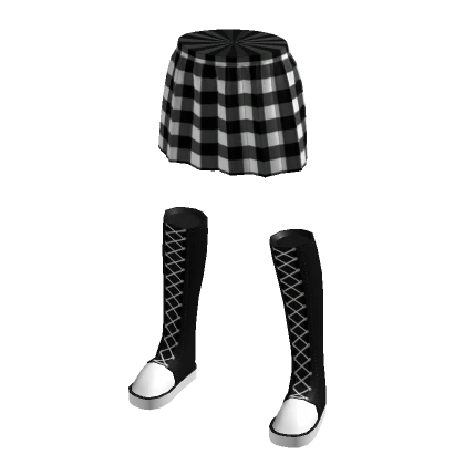 Checkerboard Punk Skirt Boots