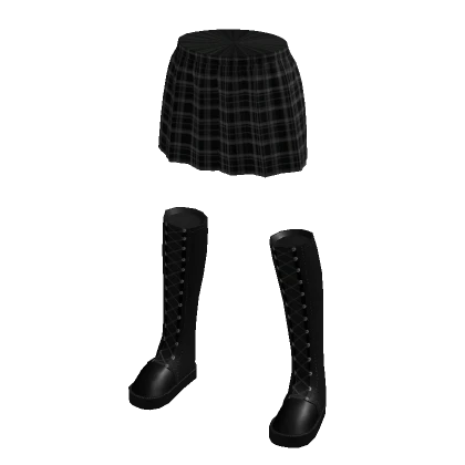 Plaid Punk Skirt Boots