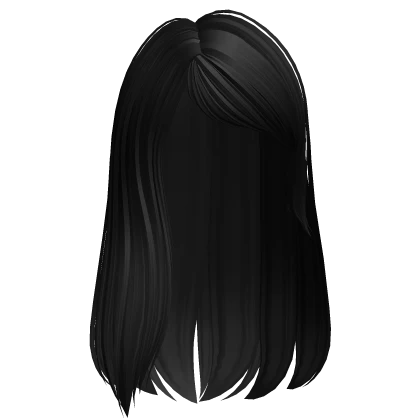 Long Emo Slicked Side Parted Hair (Black)