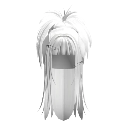 Y2K Grunge Punk Ponytail w/ Pins (White)