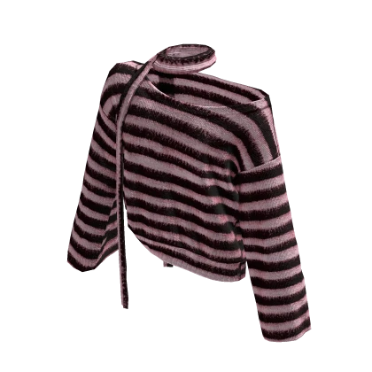 Loose Sweater + Scarf (Pink Stripes)