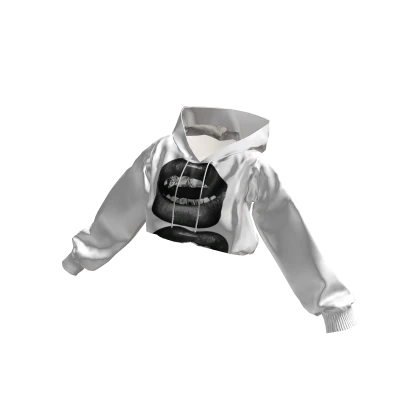 Cropped White Graphic Hoodie