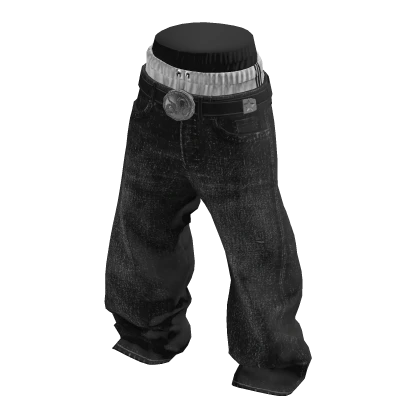 💗 TRIPLE LAYERED SAGGING JEANS_BLACK