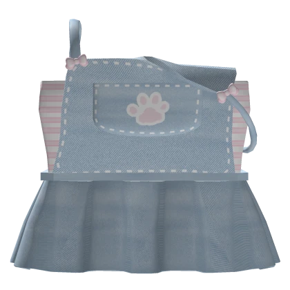 Kawaii Cute Cat Paw Pink Blue White Denim Overalls